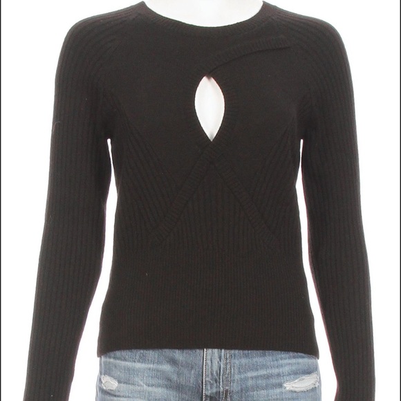 Frame Denim Twisted Keyhole Wool Blend Sweater Black - Picture 10 of 10